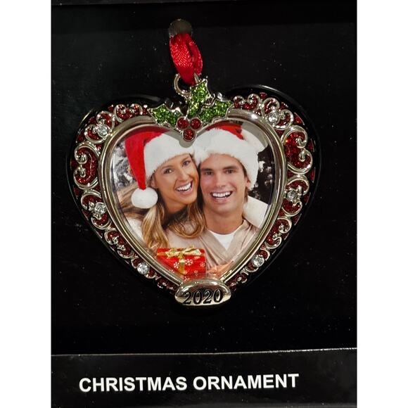 Studio Design Love Christmas 2020 Photo Heart xmas ornament new Silver keepsake - Picture 2 of 4
